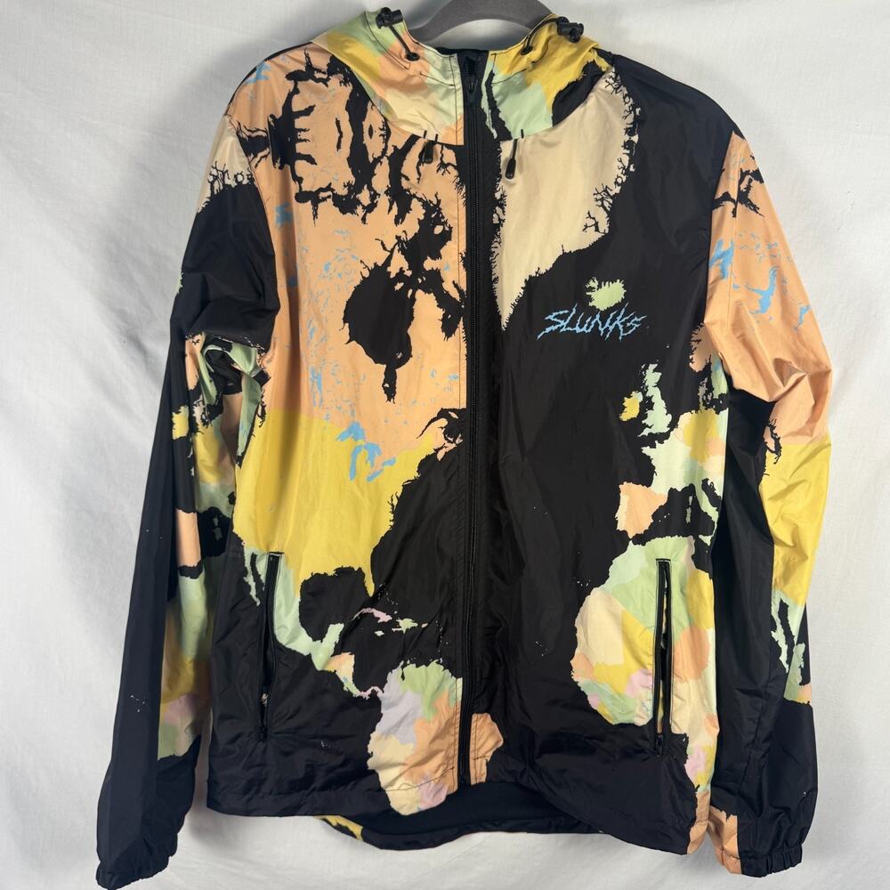 Slunks Map Jacket Men’s Windbreaker Size L Multicolor World Map 2022 Limited